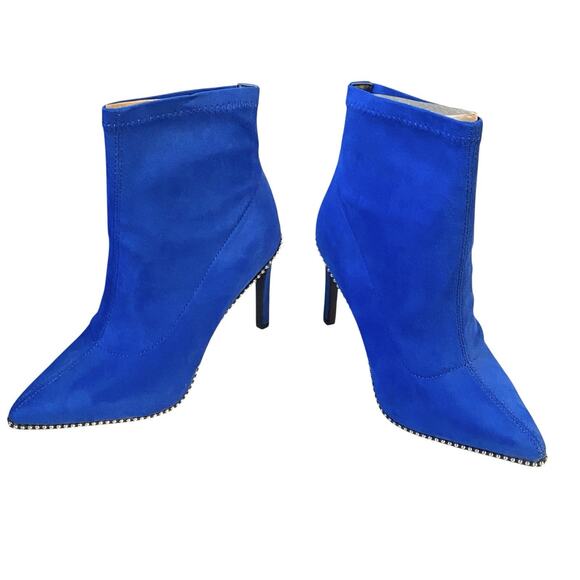 BAR III Womens Blue Beaded Stretch Melanay Pointed Toe Stiletto Booties Size 5 M - Picture 7 of 12